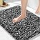 Yimobra Black and White Bathroom Rugs Non Slip Washable Ultra Soft and Water Absorbent Bath Mats Plush Fluffy Shower Mat Outside Microfiber Thick Matts for Bathroom FloorSink 24x17