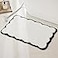 Ohocut Luxury Microfiber Bathroom Rugs White and Black Scalloped Piping Bath Rug Cute Aesthetic Preppy Elegant Bath Mat for Bathroom Tub Floor Sink Shower Anti Slip Absorbent 32x20