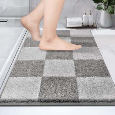 PURRUGS Bathroom Rug NonSlip Machine Washable 20 x 30 Super Absorbent and QuickDry Bath Mat Extra Soft and Plush Bath Rug for Shower Bathtub and Sink Light Grey Grey
