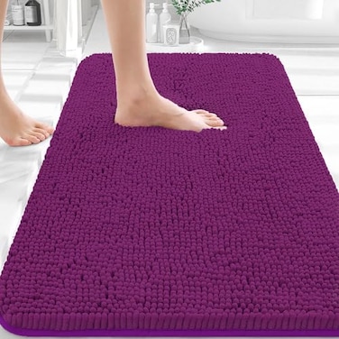 OLANLY Bathroom Rugs 30x20 Extra Soft Absorbent Chenille Bath Rugs Rubber Backing Quick Dry Machine Washable Bath Mats for Bathroom Floor Tub and Shower Home Decor Accessories Purple