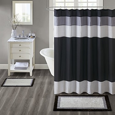 Madison Park Amherst Bathroom Rugs Room Dcor 100 Cotton Tufted Ultra Soft NonSlip Absorbent Quick Dry Bathtub Mats 20x30 Black