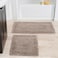 Lavish Home Bathroom Rugs 2Piece Cotton Bathroom Mat Set Machine Washable Bath Mats for Washroom Kitchen or Laundry Room by Taupe