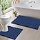 LuxUrux Bathroom Rugs Sets 2 Piece Luxury Chenille Bath Mat Set Soft Plush AntiSlip Bath Rug UShaped Toilet Mat Microfiber Shaggy Carpet Super Absorbent 31x 20 Plus 20 x 20 U Blue