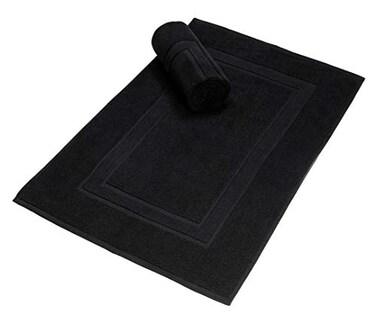 GLAMBURG Premium Cotton 20x32 inch 2Pack Bath Mats 100 Ringspun Cotton Luxury Hotel Spa Quality 800 GSM Durable Soft Highly Absorbent Machine Washable Black