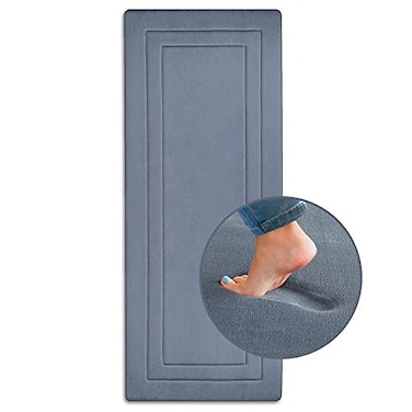 Ellendi Ultima Comfort Memory Foam Runner Rug 24 x 60 NonSlip Kitchen Runner ExtraLong Bath Mat for Bathroom and Bedroom Floor Gray Blue