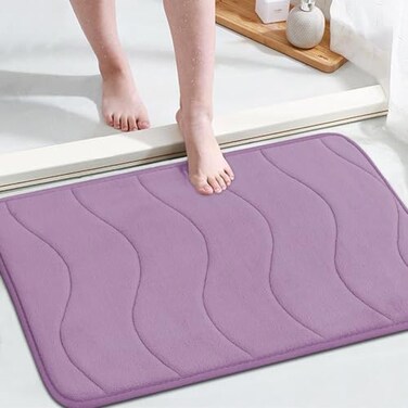 Flamingo P Memory Foam Bath Mat Non Slip Shower Rugs for Bathroom Super Absorbent24x17Lilac