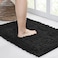 Walensee Bathroom Rug Non Slip Bath Mat 32x20 Inch Black Water Absorbent Super Soft Shaggy Chenille Machine Washable Dry Extra Thick Perfect Absorbant Best Large Plush Carpet for Shower Floor