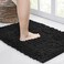 Walensee Bathroom Rug Non Slip Bath Mat 32x20 Inch Black Water Absorbent Super Soft Shaggy Chenille Machine Washable Dry Extra Thick Perfect Absorbant Best Large Plush Carpet for Shower Floor
