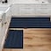 H.VERSAILTEX HVERSAILTEX 2 Piece Bathroom Set Super Absorbent Chenille Striped Bath Mats Non Skid Machine Washable Navy 47 x 17 Plus 17 x 24 Inches