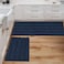 H.VERSAILTEX HVERSAILTEX 2 Piece Bathroom Set Super Absorbent Chenille Striped Bath Mats Non Skid Machine Washable Navy 47 x 17 Plus 17 x 24 Inches