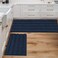 H.VERSAILTEX HVERSAILTEX 2 Piece Bathroom Set Super Absorbent Chenille Striped Bath Mats Non Skid Machine Washable Navy 47 x 17 Plus 17 x 24 Inches
