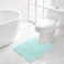 Walensee Bathroom Contour Rug Non Slip Toilet U Shaped Bath Mat 20x24 Spa Blue Water Absorbent Super Soft Shaggy Chenille Machine Washable Dry Extra Thick Perfect Absorbant Best Plush Carpet