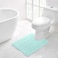 Walensee Bathroom Contour Rug Non Slip Toilet U Shaped Bath Mat 20x24 Spa Blue Water Absorbent Super Soft Shaggy Chenille Machine Washable Dry Extra Thick Perfect Absorbant Best Plush Carpet