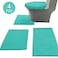 Madeals Chenille Bath Rug Set with Toilet Lid Cover and UShaped Toilet Floor Rug Turquoise