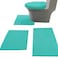 Madeals Chenille Bath Rug Set with Toilet Lid Cover and UShaped Toilet Floor Rug Turquoise