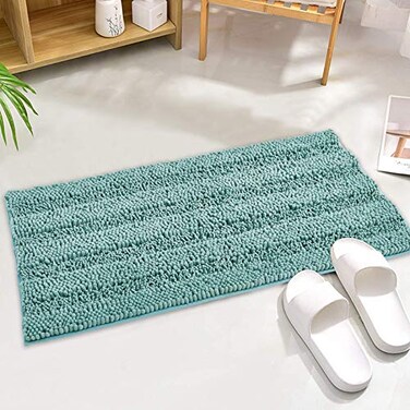 KGORGE Quick Drying Bathroom Rugs NonSlip Bath Mat Water Absorbent Thick Shaggy Chenile Bathtub Set for Toilet Kitchen Entryway Aqua 47 x 17 1 Pc