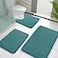 Yimobra Memory Foam Bath Mat Set 3 Pieces Super Soft Absorbent Quick Dry Bathroom Rug Sets Machine Washable Non Slip Floor Carpet for Tub Shower Vanity Toilet Base Teal