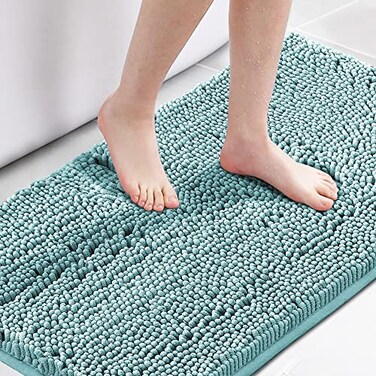 H.VERSAILTEX HVERSAILTEX Microfiber Bath Rugs Chenille Floor Mat Ultra Soft Washable Bathroom Dry Fast Water Absorbent Bedroom Area Rugs 24 x 42 Inch Black