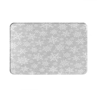 rouihot Bath Mats for Bathroom Decor Christmas Snowflakes White on Gray Cozy Washable Floor Rug Carpets Bath Rug Mat Non Slip Backing 20x30 Inches for Indoor Bedroom Kitchen