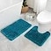 MIULEE Teal Bathroom Rugs Set 2 Piece Soft Absorbent Microfiber Bath Mat and UShaped Contour Toilet Rug Non Slip Quick Dry Washable Plush Shaggy Bath Rugs for Bathroom20x2020x30