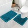 MIULEE Teal Bathroom Rugs Set 2 Piece Soft Absorbent Microfiber Bath Mat and UShaped Contour Toilet Rug Non Slip Quick Dry Washable Plush Shaggy Bath Rugs for Bathroom20x2020x30