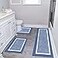 Pauwer 3 Pieces Bathroom Rugs Sets Ultra Soft NonSlip Mats Microfiber Absorbent Bath Rugs with UShaped Toilet Rug for Bath Floor Tub Shower Blue