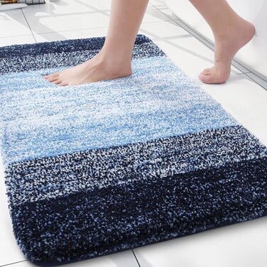 Arotive Microfiber Bathroom Rugs Shaggy Soft and Absorbent Bath Rug NonSlip Thick Plush Machine Washable Dry Bath Mats for Bathroom Tub and Shower 24x16 Blue Rectangular
