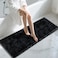 Yimobra Long Bathroom Rugs Runner 60x24 Inch Extra Thick Soft Absorbent Chenille Bath Mat Non Slip Machine Washable Quick Dry Bath Rugs for Bathroom Floor Tub and Shower Black