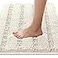 H.VERSAILTEX HVERSAILTEX Bathroom Rugs Bath Rugs for Bathroom Non Slip Bath Mats Extra Thick Chenille Striped Rug 17 x 24 Absorbent Soft Shaggy Washable Dry Fast Bath Mats for Bath Room Floor Ivory