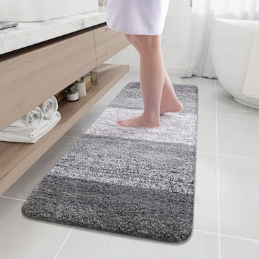 Arotive Microfiber Bathroom Rugs Shaggy Soft and Absorbent Bath Rug NonSlip Thick Plush Machine Washable Dry Bath Mats for Bathroom Tub and Shower 59x20 Grey Rectangular