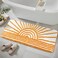 Uphome Boho Bathroom Runner Yellow and White Sun Long Bathroom Rugs Non Slip Water Absorbent Microfiber Bath Mat Modern Minimalism Machine Washable Bath Rugs for Bathtub Sink Shower 18x47 inch