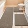 ACCUMTEK Upgrade Extra Large Dark Beige Bathroom Rug Set 3 Pieces Gray Ultra Soft Thick Absorbent Bath Mats Non Slip Chenille Toilet Mat Bathroom Bedroom Kitchen Taupe