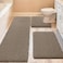 ACCUMTEK Upgrade Extra Large Dark Beige Bathroom Rug Set 3 Pieces Gray Ultra Soft Thick Absorbent Bath Mats Non Slip Chenille Toilet Mat Bathroom Bedroom Kitchen Taupe