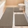 ACCUMTEK Upgrade Extra Large Dark Beige Bathroom Rug Set 3 Pieces Gray Ultra Soft Thick Absorbent Bath Mats Non Slip Chenille Toilet Mat Bathroom Bedroom Kitchen Taupe