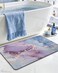 DEXI Bathroom Mat Ultra Thin Non Slip Bath Rug for Shower Floor Absorbent Quick Dry Marble Bathmats Low Profile 24x16 Blue and Purple