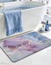 DEXI Bathroom Mat Ultra Thin Non Slip Bath Rug for Shower Floor Absorbent Quick Dry Marble Bathmats Low Profile 24x16 Blue and Purple