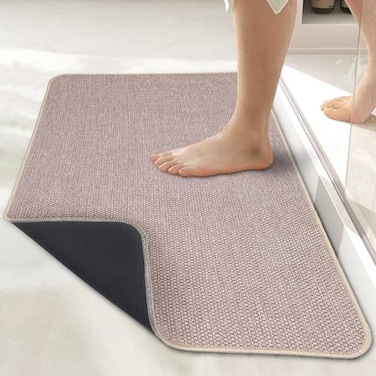 Bosap Bath MatUltra Thin Bathroom Runner RugsLarge Bath Mats for BathroomQuick DryNonSlipMachine WashableLow PileBath RugShower OutsideSinkHome Decor AccessoriesBeige15x21117x35inch