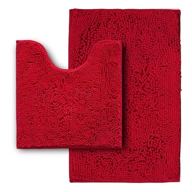 Flotstiga Bathroom Rugs Sets 2 PieceSuper Absorbent SoftThickMachine Washable Chenille Bath MatNon Slip Toilet Floor RugBath Mats for Bathroom20x32 Plus 20x20 U ShapeRed