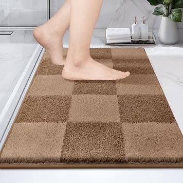 PURRUGS Bathroom Rug NonSlip Machine Washable 20 x 30 Super Absorbent and QuickDry Bath Mat Extra Soft and Plush Bath Rug for Shower Bathtub and Sink Grayish Brown Coffee