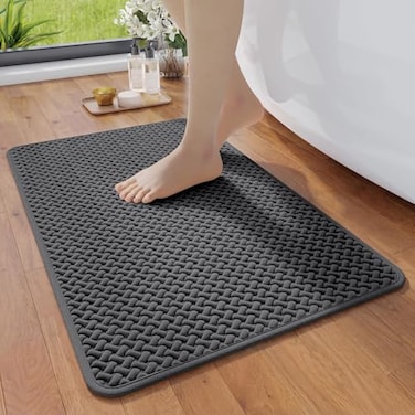 YDKGL Bathroom Rugs Non Slip Super Absorbent Quick Dry Bath Mats for Bathroom Foam Weave Texture Thin Bath Rugs Washable with Rubber Backing Fit Under Door Outside Shower16 x 24