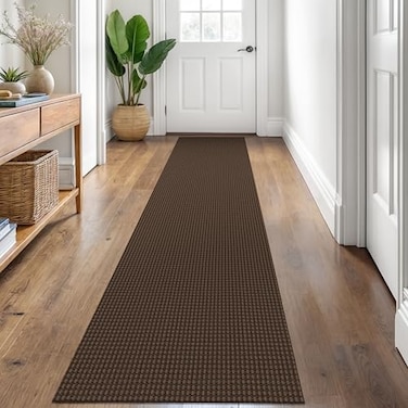 KOZYFLY Runners for Hallways 2x8 ft Washable Kitchen Runner Non Slip Rubber Backed Hall Runners Cotton Entryway Runner Rugs Floor Carpet for Indoor Backdoor Bedroom Kitchen Reddish BrownCoffee