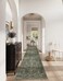 Lahome Mirae Dark Green Runner Rugs for Hallway 2x10 Washable Stain Resistant Kitchen Runner Rug 10ft Rubber Backed Non Slip Carpet for Entryway Back Sliding Door