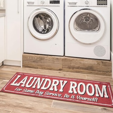 Ottomanson 20 x 59 Laundry Room Rug NonSlip Mat for Laundry Mudroom Durable StainResistant and Easy to Clean Perfect for HighTraffic Areas Runner Rug for Entryway Bathroom Red