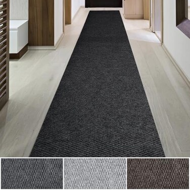 iCustomRug Entryway Mat 3 x 12ft Black IndoorOutdoor Waterproof TPR Backing LowProfile AllWeather Utility Carpet