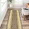 Kapaqua Custom Size Brown Gold Beige Bordered Rubber Backed NonSlip Hallway Stair Runner Rug Carpet 22 inch Wide Choose Your Length 22in X 5ft