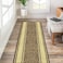 Kapaqua Custom Size Brown Gold Beige Bordered Rubber Backed NonSlip Hallway Stair Runner Rug Carpet 22 inch Wide Choose Your Length 22in X 5ft