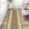 Kapaqua Custom Size Brown Gold Beige Bordered Rubber Backed NonSlip Hallway Stair Runner Rug Carpet 22 inch Wide Choose Your Length 22in X 5ft