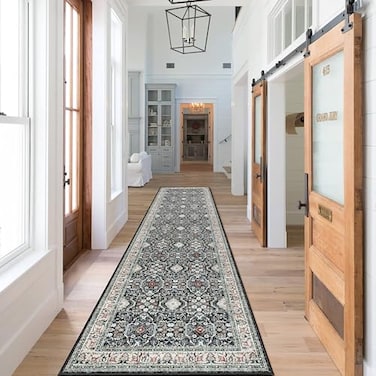 HY HAO YUN LAI Non Slip Runners for HallwaysWashable Long Ultra Soft Kitchen Runner RugNon Shedding Accent Farmhouse Runner Rugs Black 2 X 10