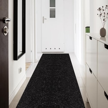 PENFHF Runner Rug 2 x 6 OutdoorIndoor Rug with Natural Rubber Backing Non Slip for Hallway Kitchen Patio Laundry RV Entryway Garage Bathroom Area Rug Carpet Black Custom Size