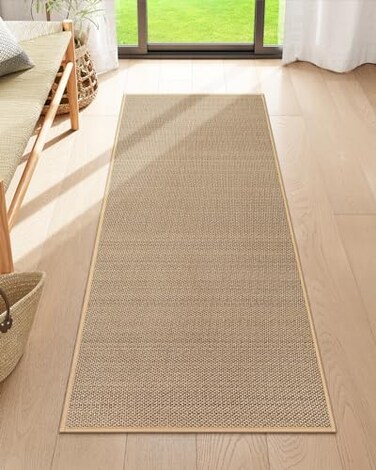Lahome Noe Farmhouse Kitchen Runner 2x5 Entryway Runner Rug Non Slip for Entryway Indoor Washable Carpet for Hallway Neutral Rug Runner Kitchen Mats for Floor Entry Bathroom Beige